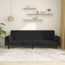 vidaXL Canapea extensibila cu 2 locuri, 2 perne, negru, catifea GartenMobel Dekor (375850) Canapea