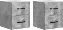 vidaXL Set 2 noptiere suspendate gri beton, 34, 5 x 33 x 40 cm, 4 sertare (898642)
