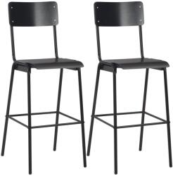 vidaXL Scaune de bar, 2 buc. , negru, placaj solid, otel GartenMobel Dekor (280081)