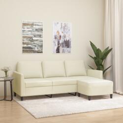 vidaXL Canapea cu 3 locuri si taburet, crem, 180 cm, piele ecologica GartenMobel Dekor (3201123) Canapea