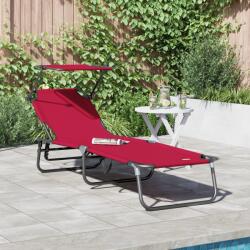 vidaXL Sezlong pliabil cu copertina rosu din tesatura Oxford 600D GartenMobel Dekor (42003130)