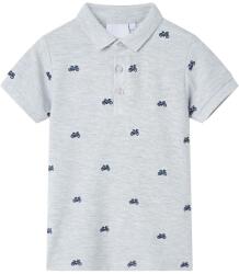 vidaXL Tricou polo pentru copii, gri melanj, 116 GartenMobel Dekor (12166)