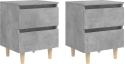 vidaXL Noptiere cu picioare lemn masiv pin 2 buc. gri beton 40x35x50cm GartenMobel Dekor (805860)