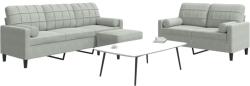 vidaXL Set de canapele cu perne, 3 piese, gri deschis, catifea GartenMobel Dekor (3278421) Canapea