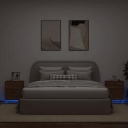 vidaXL Noptiere cu lumini LED, 2 buc. , stejar maro, lemn prelucrat GartenMobel Dekor (836748)