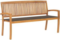 vidaXL Banca de gradina stivuibila cu perna, 159 cm, lemn masiv de tec GartenMobel Dekor (3063314)