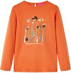 vidaXL Tricou pentru copii cu maneci lungi, portocaliu ars, 128 GartenMobel Dekor (13617)