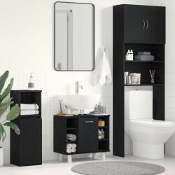 vidaXL Dulap de Baie cu usa Stejar Negru 60 x 32 x 54 cm Lemn compozit GartenMobel Dekor (862514)