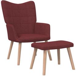 vidaXL Scaun de relaxare cu taburet, rosu vin, textil GartenMobel Dekor (327938)