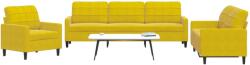 vidaXL Set de canapele cu perne, 3 piese, galben, catifea GartenMobel Dekor (3278437) Canapea