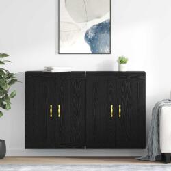 vidaXL Cabinet suspendat 2 pcs Stejar Negru 69, 5 x 34 x 90 cm GartenMobel Dekor (3402691) Comoda