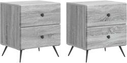 vidaXL Set 2 noptiere gri Sonoma cu 2 sertare, 43x34, 5x47, 5 cm (895458)