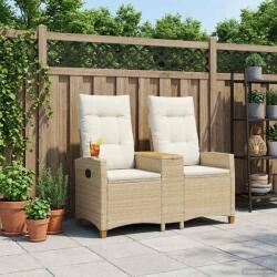 vidaXL Banca reclinabila cu masa Bej si alb crem 126 x 65 x 112 cm GartenMobel Dekor (42026816)