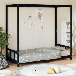 vidaXL Cadru de pat pentru copii, negru, 90x190 cm, lemn masiv de pin GartenMobel Dekor (834518)