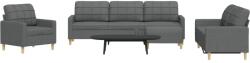 vidaXL Set de canapele cu taburet, 4 piese, gri închis, textil GartenMobel Dekor (3278296) Canapea
