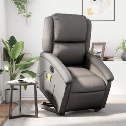 vidaXL Fotoliu electric masaj rabatabil cu ridicare gri piele natural GartenMobel Dekor (3204277)