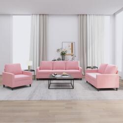vidaXL Set de canapele cu perne, 3 piese, roz, catifea GartenMobel Dekor (3201479) Canapea
