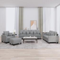 vidaXL Set de canapele cu perne, 4 piese, gri deschis, material textil GartenMobel Dekor (3201640) Canapea