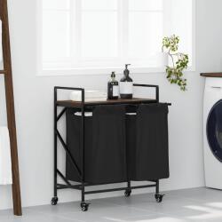 vidaXL Cos de rufe 2 compartimente cu roti stejar maro GartenMobel Dekor (859099)