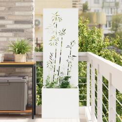 vidaXL Ghiveci de Gradina cu Panou Decorativ Alb 50 x 140 cm GartenMobel Dekor (876449)