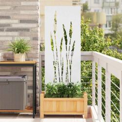 vidaXL Ecran de intimitate pentru gradina alb 50x140 cm din otel, model floral (876309)