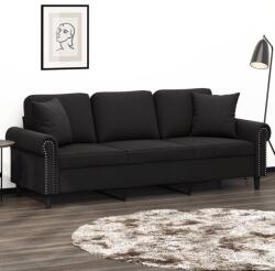 vidaXL Canapea cu 3 locuri cu pernute, negru, 180 cm, catifea GartenMobel Dekor (3200960) Canapea