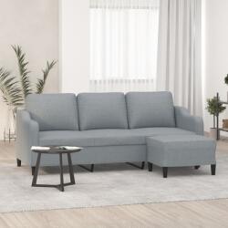 vidaXL Canapea cu 3 locuri si taburet, gri deschis, 180 cm, textil GartenMobel Dekor (3201135) Canapea