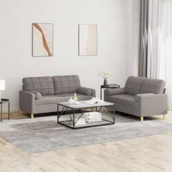 vidaXL Set de canapele cu perne, 2 piese, gri taupe, textil GartenMobel Dekor (3201297) Canapea