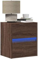 vidaXL Noptiere montate pe perete cu lumini LED, 2 buc. , stejar maro GartenMobel Dekor (3307974)