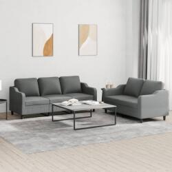 vidaXL Set de canapele cu perne, 2 piese, gri închis, textil GartenMobel Dekor (3201835) Canapea