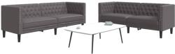 vidaXL Set canapele Chesterfield cu 2 locuri, gri, piele eco. GartenMobel Dekor (3209277) Canapea