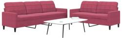 vidaXL Set canapele cu perne, 2 piese, rosu vin, catifea GartenMobel Dekor (3278475) Canapea