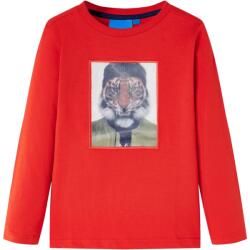 vidaXL Tricou pentru copii cu maneci lungi, rosu, 128 GartenMobel Dekor (13287)