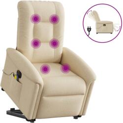 vidaXL Fotoliu electric de masaj rabatabil cu ridicare, crem, textil GartenMobel Dekor (3303292)