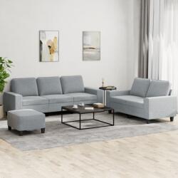 vidaXL Set de canapele, 3 piese, gri deschis, textil GartenMobel Dekor (3201906) Canapea
