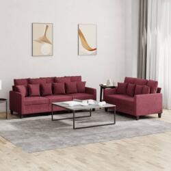 vidaXL Set canapea cu perne, 2 piese, rosu vin, material textil GartenMobel Dekor (3201670) Canapea