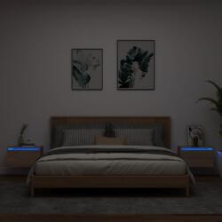 vidaXL Noptiere montate pe perete cu lumini LED, 2 buc. , stejar sonoma GartenMobel Dekor (836831)