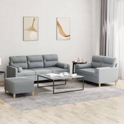 vidaXL Set de canapele cu perne, 3 piese, gri deschis, textil GartenMobel Dekor (3201624) Canapea