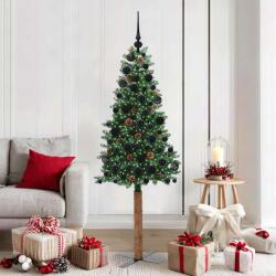 vidaXL Brad de Craciun subtire Verde 180 cm PVC si lemn de PIN masiv GartenMobel Dekor (3394865)