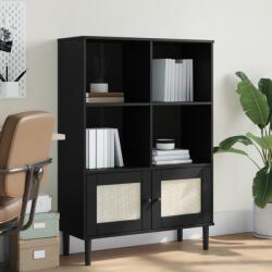 vidaXL Biblioteca SENJA aspect ratan negru 90x35x130 cm lemn masiv pin GartenMobel Dekor (358063) Biblioteca