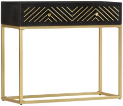 vidaXL Masa consola, negru si auriu, 90x30x75 cm, lemn masiv de mango GartenMobel Dekor (286518) Comoda