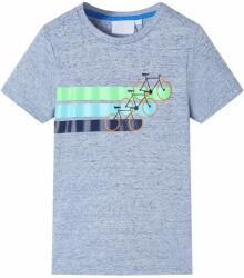 vidaXL Tricou pentru copii cu maneci scurte, albastru melanj, 140 GartenMobel Dekor (12173)
