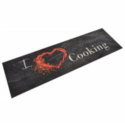 vidaXL Covor de bucatarie lavabil Cooking, negru, 45x150 cm, catifea GartenMobel Dekor (136549) Pres