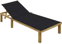 vidaXL Sezlong cu perna neagra, lemn de pin tratat GartenMobel Dekor (3065826)