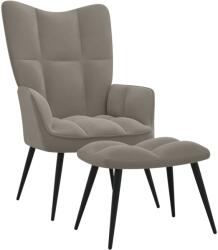 vidaXL Scaun de relaxare cu taburet, gri deschis, catifea GartenMobel Dekor (328084)
