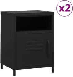 vidaXL Noptiere, 2 buc. , negru, 35x35x51 cm, otel GartenMobel Dekor (3095221)