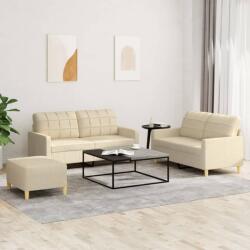 vidaXL Set de canapele cu perne, 3 piese, crem, textil GartenMobel Dekor (3201284) Canapea