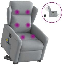 vidaXL Fotoliu electric masaj rabatabil cu ridicare, gri închis textil GartenMobel Dekor (3303164)