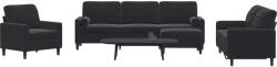 vidaXL Set de canapele cu perne/rulouri, 4 piese, negru, catifea GartenMobel Dekor (3278466) Canapea