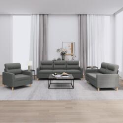 vidaXL Set de canapele cu perne, 3 piese, gri închis, textil GartenMobel Dekor (3201537) Canapea